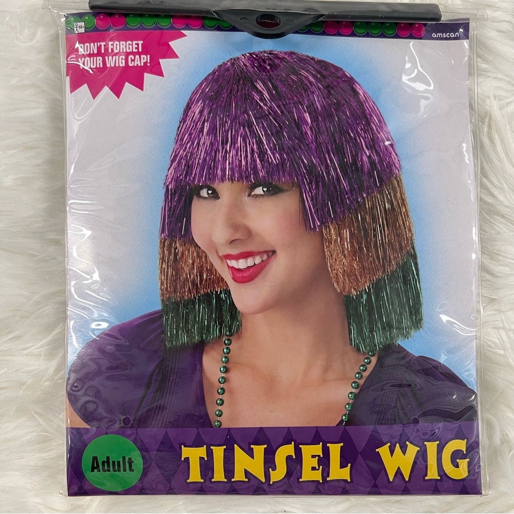 Vibrant Purple and Gold Tinsel Wig NEW Mardi Gras party NOLA New Orleans parade